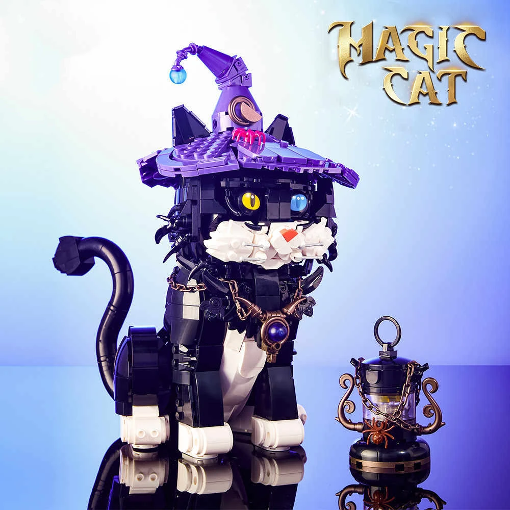 

1128PCS Building Blocks Magic Cat Model MOC Movie DIY Mini Bricks Figure Assembly Toys For Kids Creative Toys Birthday Gifts