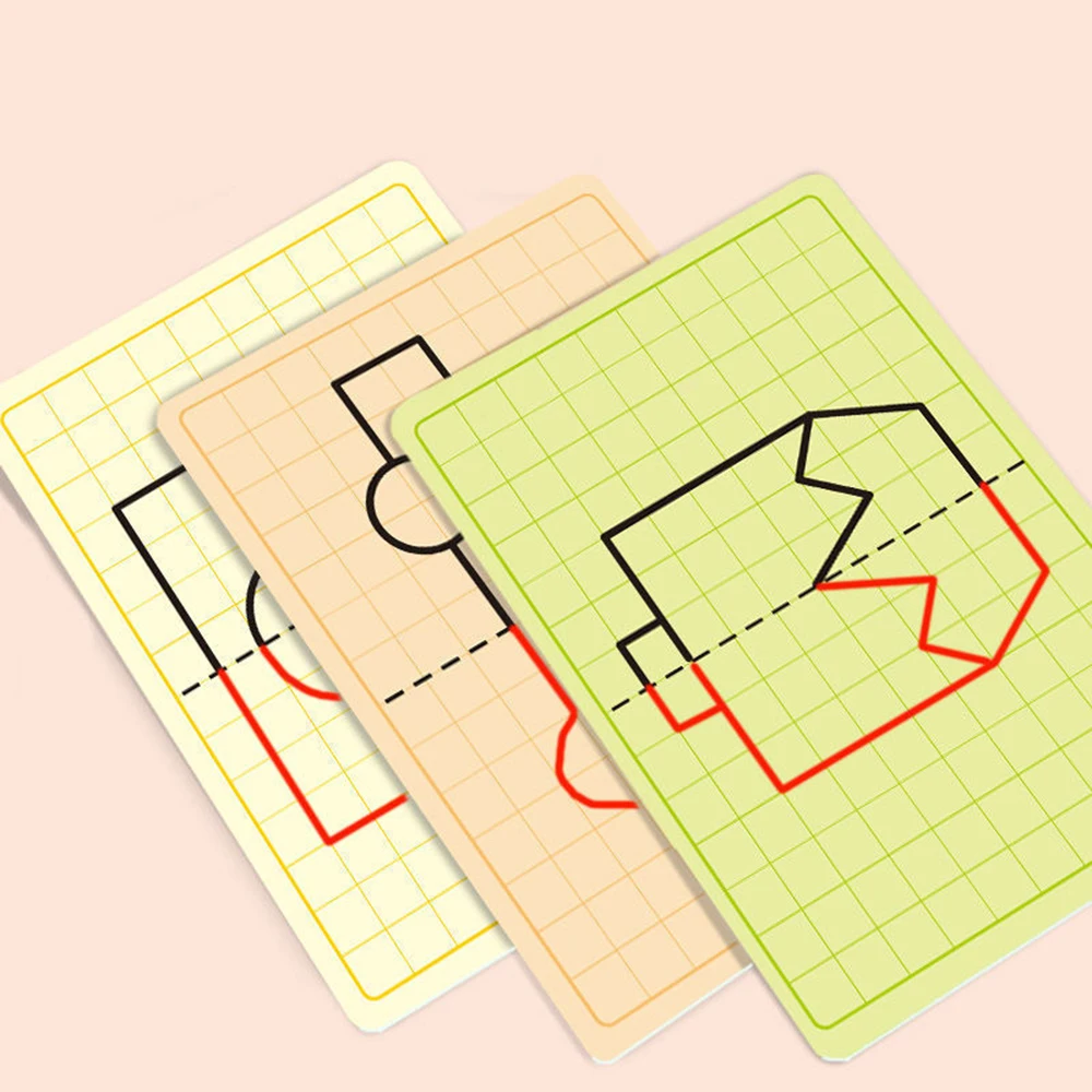 Fine Motor Skill Write Puzzle Lattice Symmetrical Drawing Toys for Kids Wipe Pen Control Training Set Children Painting Cards