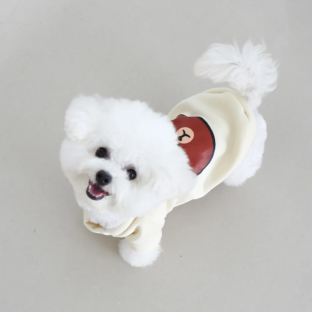 Autumn and winter pet clothes cute and stylish cartoon teddy bear round neck hoodie super cute cat and dog universal clothes