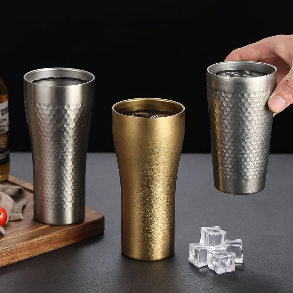 New Double-Wall Beer Cups Stainless Steel Keep Cold Cold Water Drinks Cup Northern Europe Anti-fall Juice Tea Cup Drinkware