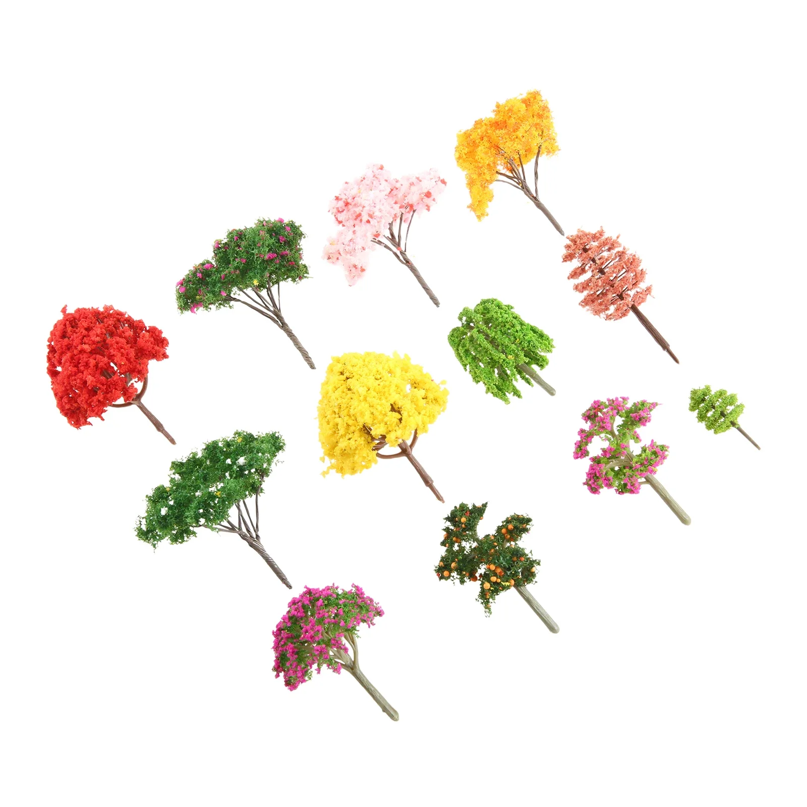 12Pcs Plastic Miniature Model Fake Trees N Scale for Fairy Garden Train Railway Scenery Diorama Layout DIY Craft Table Ornaments