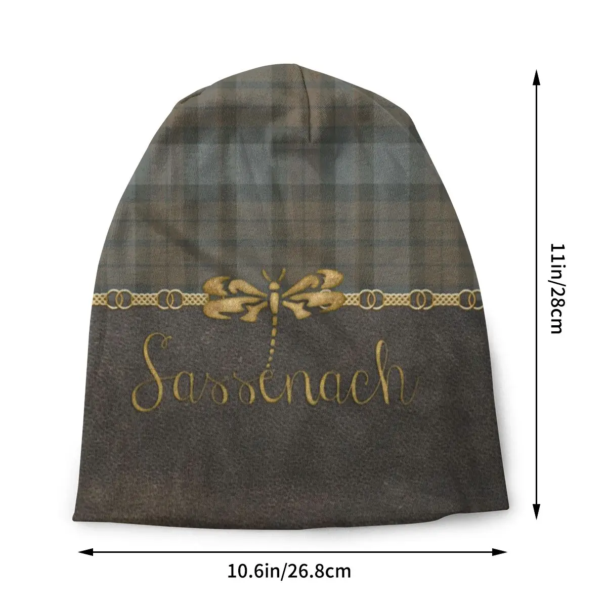 Leather And Tartan Sassenach Pattern Bonnet Beanie Knit Hat Men Women Fashion Unisex Dragonfly Winter Warm Skullies Beanies Cap