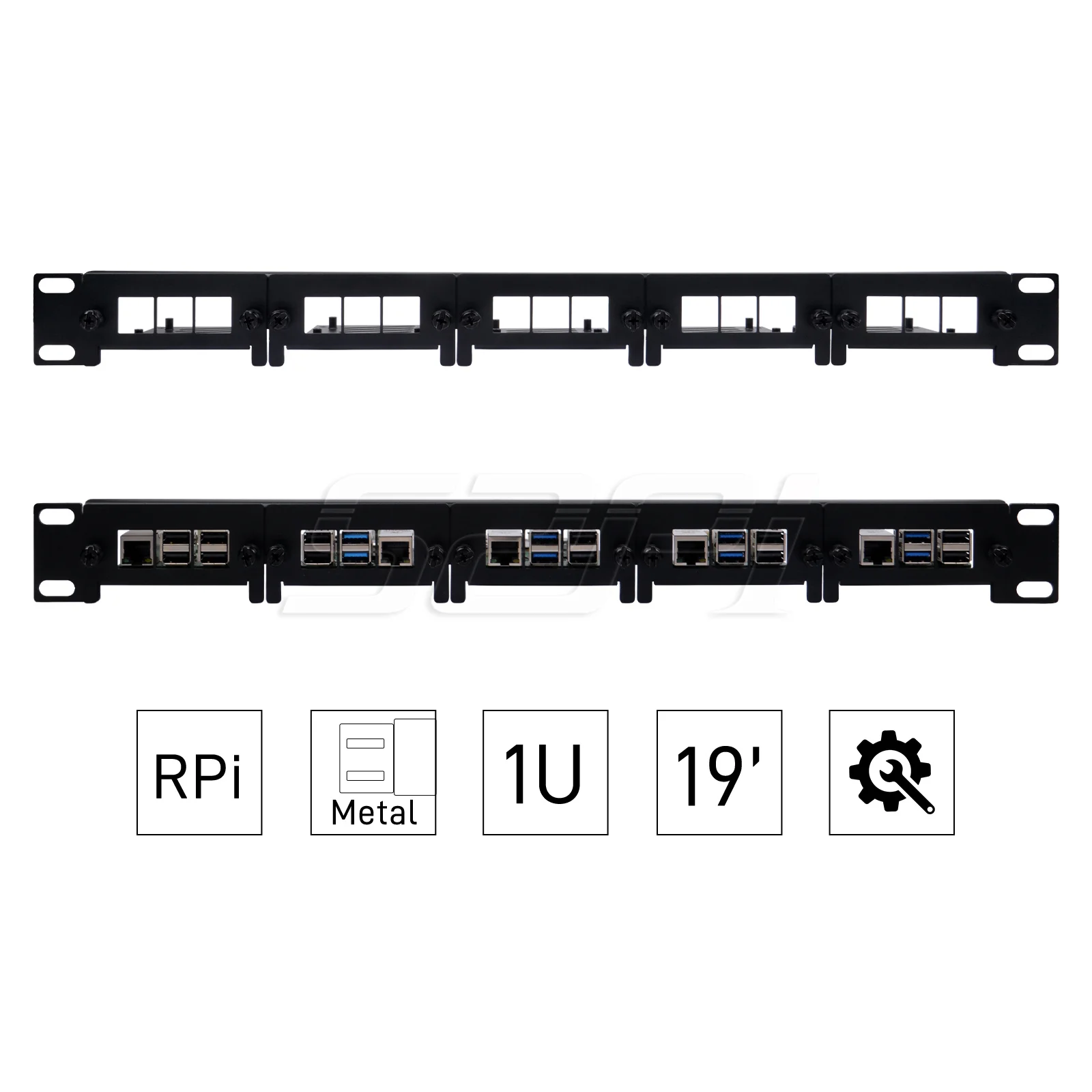 52Pi verwijderbare 1U rackmontage voor Raspberry Pi 5/4B/3B+ stalen beugel 19 inch 5 slots