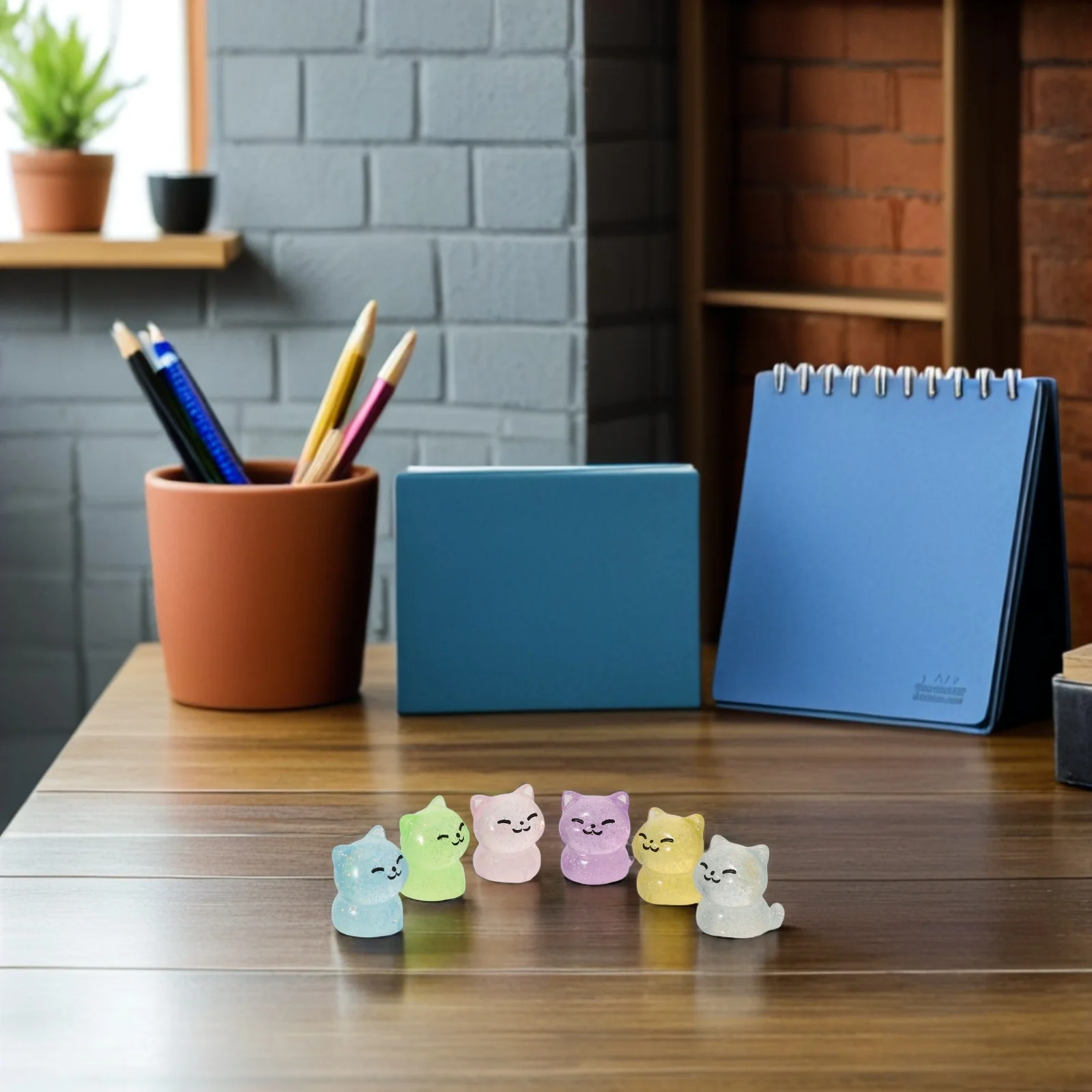 

24 миниатюрных скульптуры кошек из смолы с блестками, декоративные маленькие статуэтки кошек для сказочного сада, рабочего стола, бонсай, ландшафтного дизайна в горшках