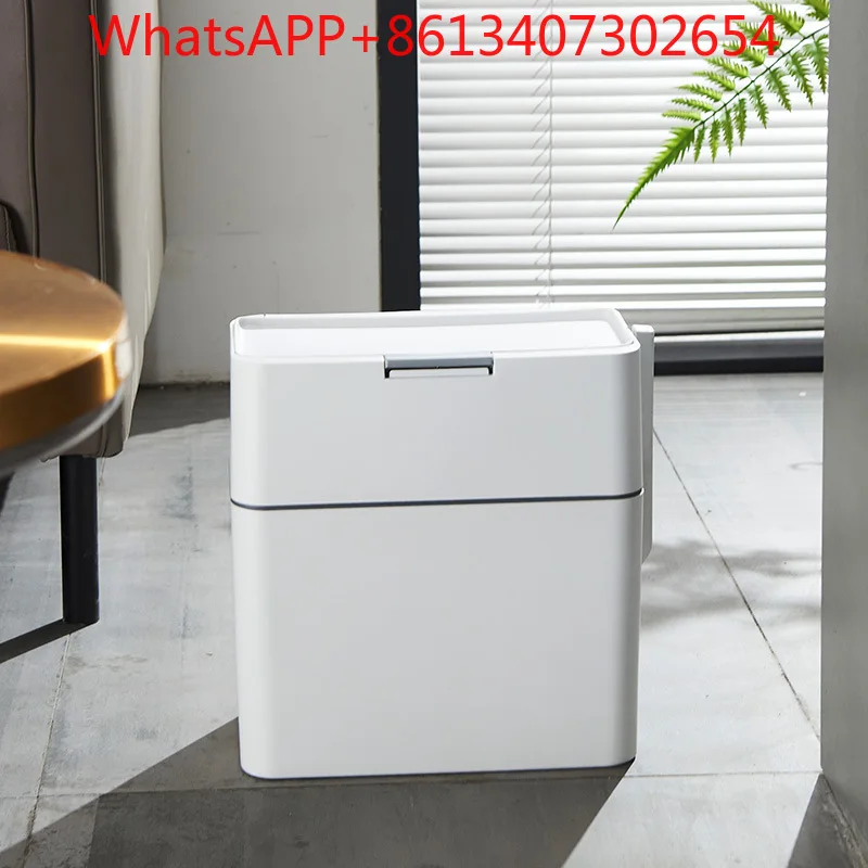 Seam with lid, automatic household packaging, pull rope, self-contained toilet brush, trash can (1pcs)