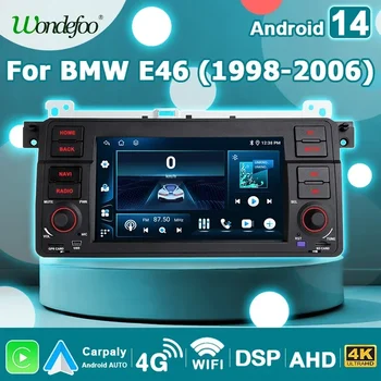 Reproductor Multimedia para coche, autorradio 2 DIN con pantalla de 7 pulgadas, Carplay inalámbrico, 14 Android, para BMW E46, M3, Rover75, MGZT, 1998-2006 1