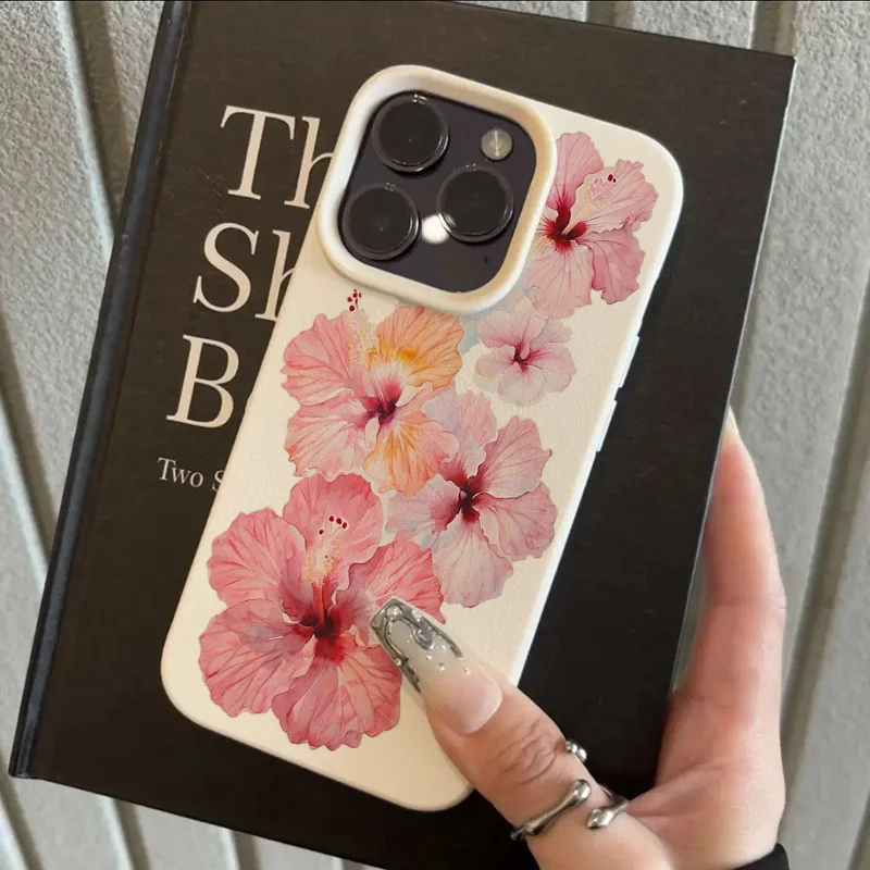 Stylish Watercolor Hibiscus Design TPU Phone Case For iPhone 17 16 15 14 13 12 11 Pro Max XS X XR Plus 17 Air 17 Pro Soft Cover view 6