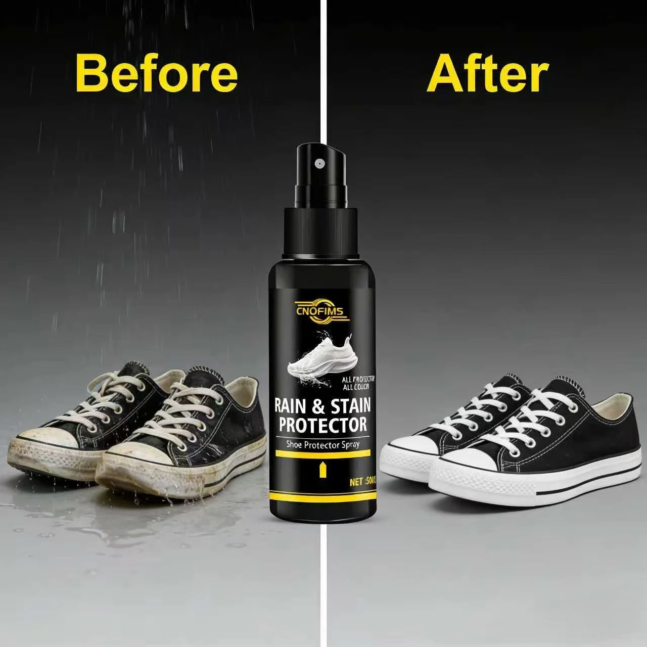 50ML Shoe Rain & Stain Protector Spray - All Color Protection, Water Repellent, Keeps Footwear Clean & Dry for Sneakers & Casual