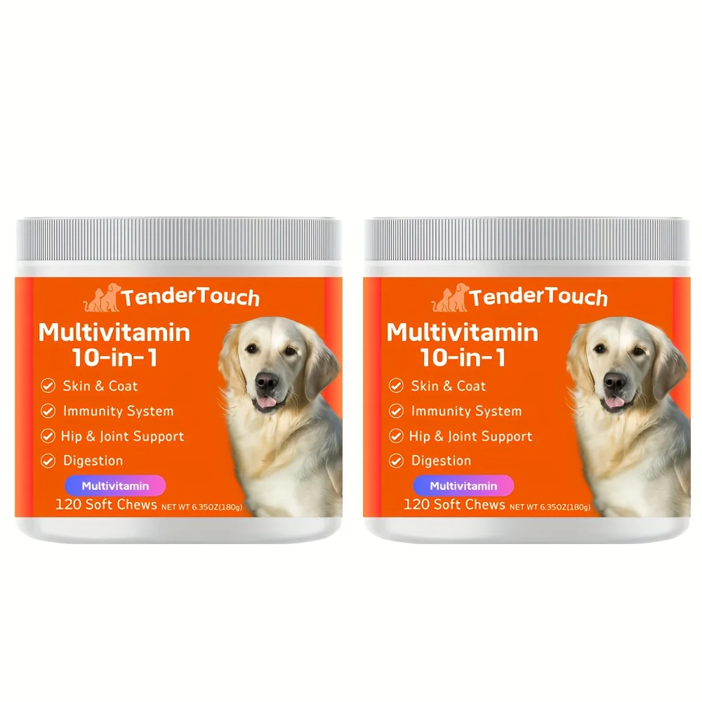 240 Kaubonbons – 2er-Pack (2 x 180 g/6,35 Unzen) 360 g/12,7 Unzen – TenderTouch Multivitamin-Hundesupplement, Verdauungsenzyme, getreidefreier Hund