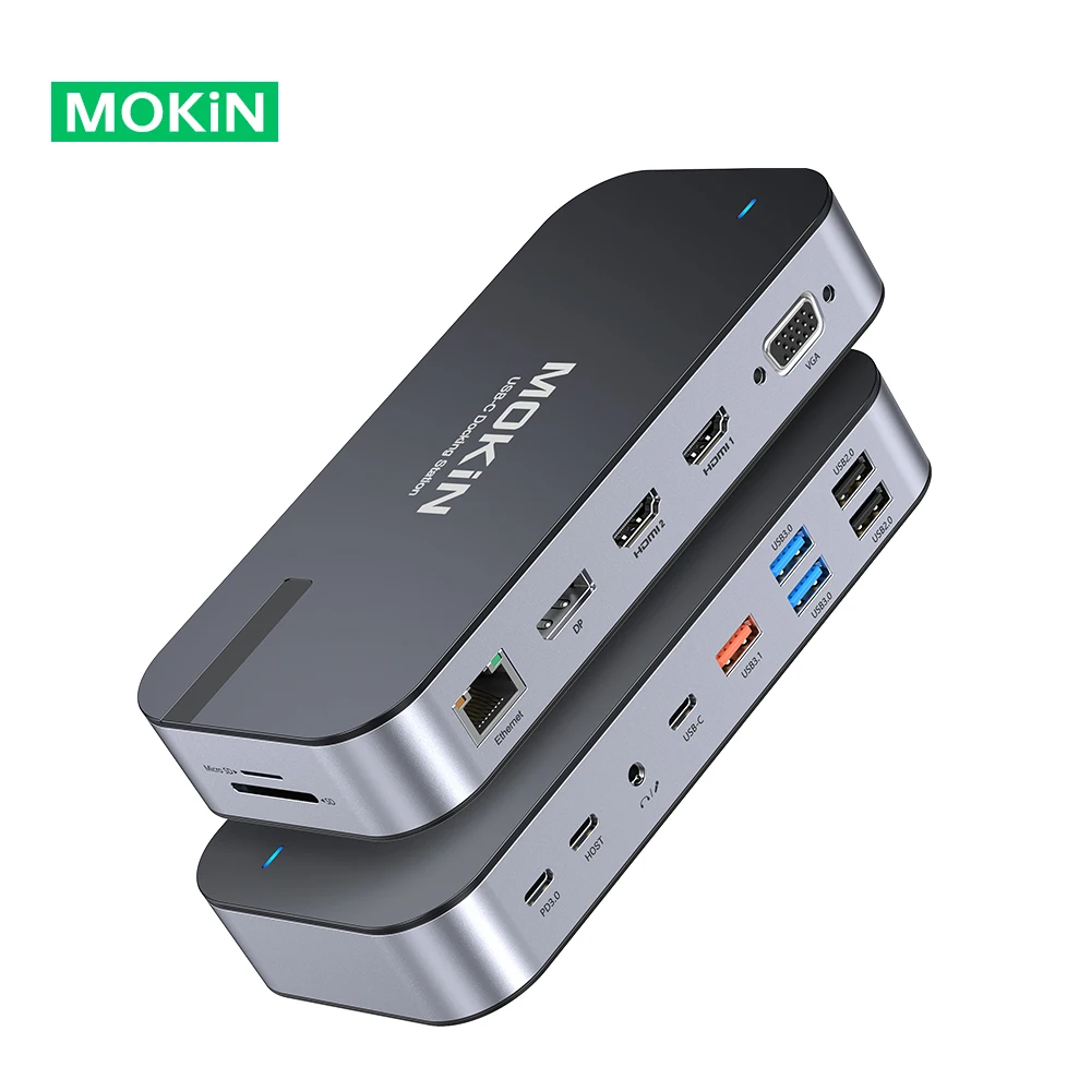 

MOKiN 10Gbps USB C Docking Station HDMI 4K ​60H,USB3.1,DP,RJ45,SD&TF,Audio,100W PD Adapter for MacBook/Dell/HP/Lenovo usb to hub