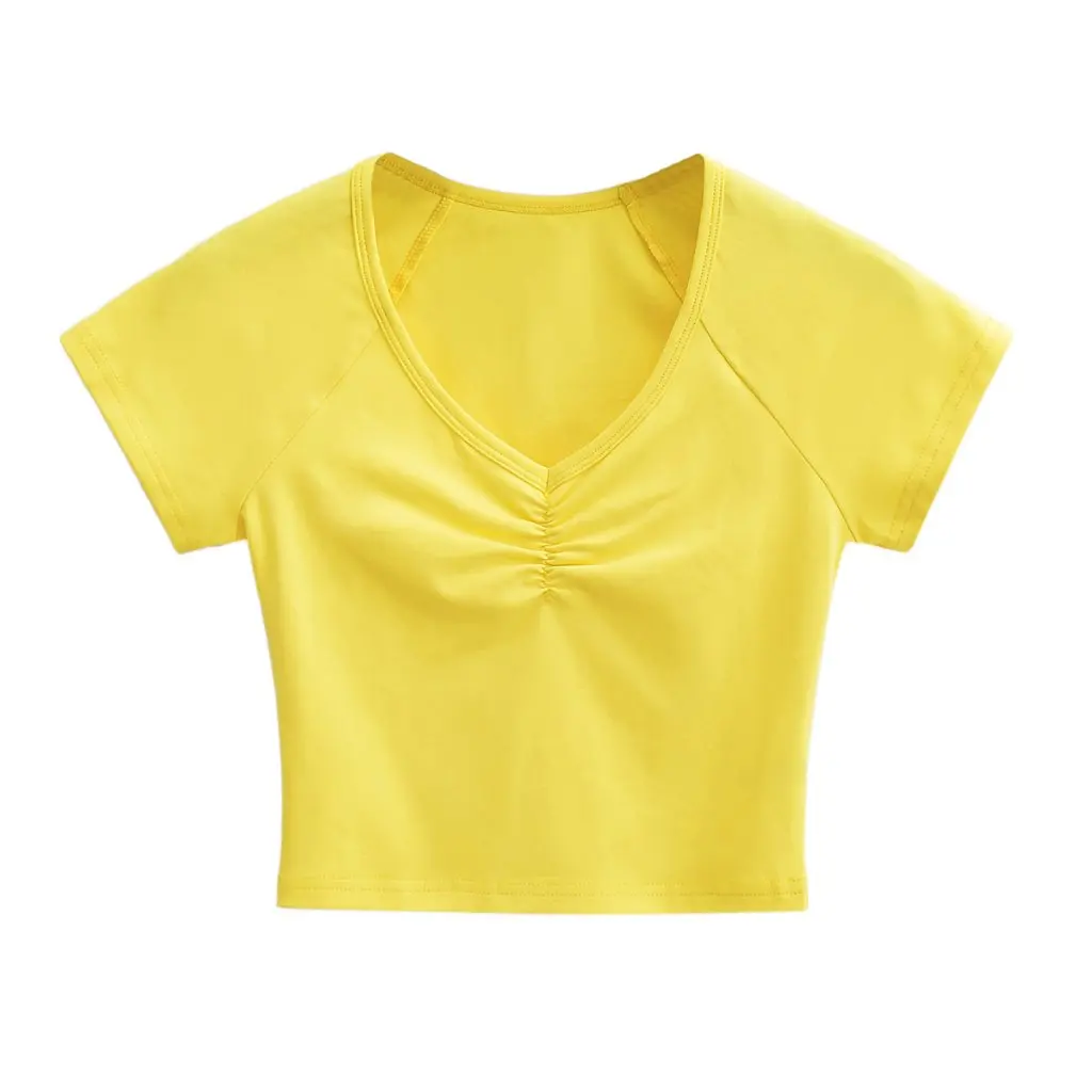 

Женская футболка Spice Girls с v-образным вырезом, плиссированная, с короткими рукавами, облегающий, в европейском и американском стиле, новый летний облегающий сексуальный топ