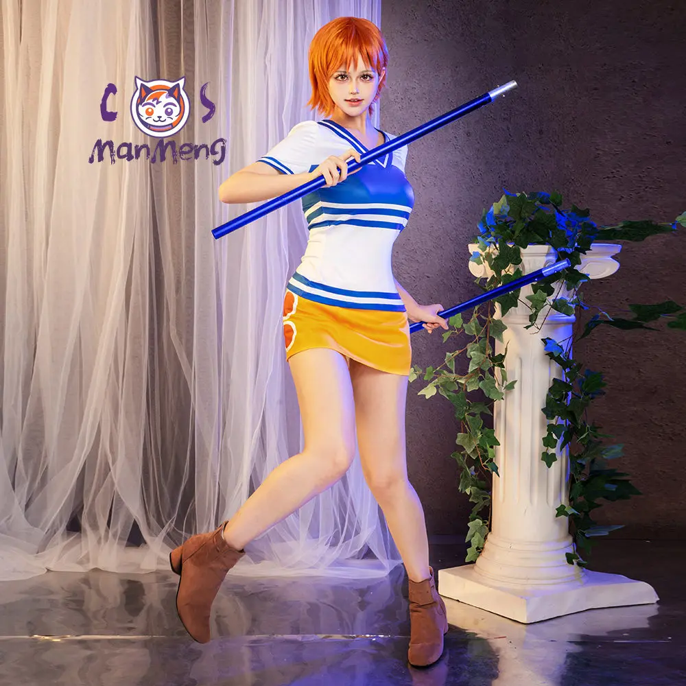 Nami two years ago Cosplay Anime OP Costume Blue and white striped top dress Halloween party women daily role-playing uniform