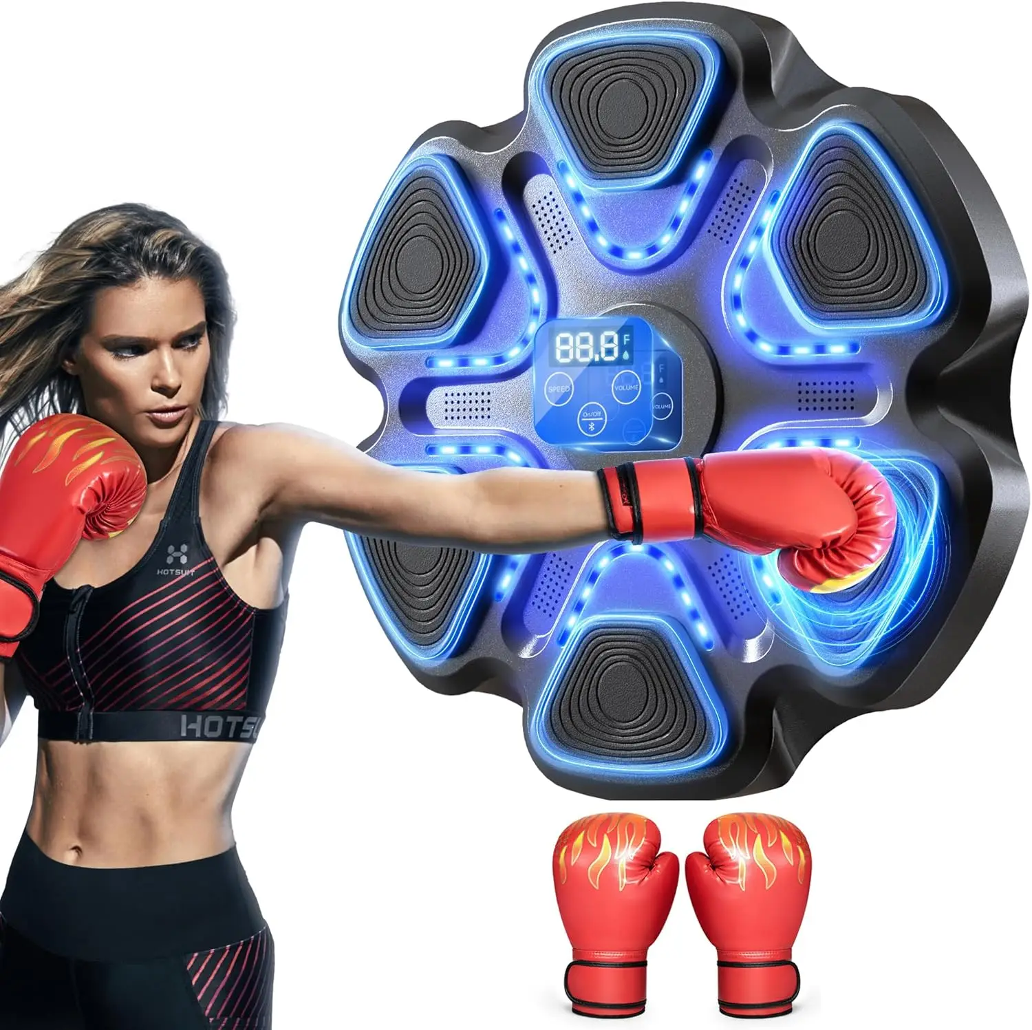 

Interactive Music Boxing Machine with LED Display, Wall-Mounted for Home and Gym Training