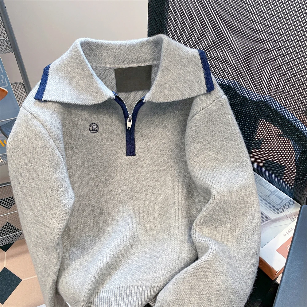 Casual  Ne Knitted Sweater f Zipper ex Autumn Winter Vintage Loose Fit Long Sve Youth Faion No Ironing Requ...
