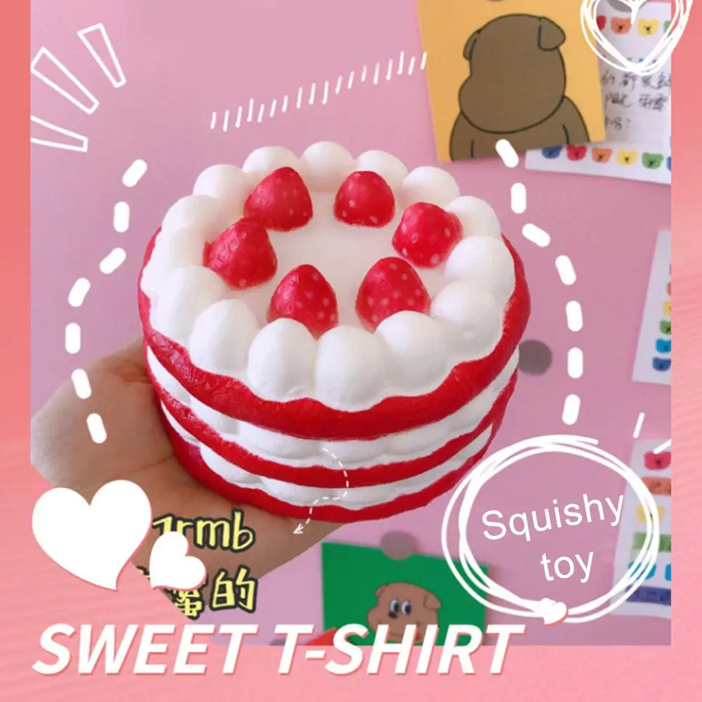 Strawberry Cake Slow Rebound Pinch Pinch Music Pu Soft Toys Simulation Relief Food Decompression Students Toys Stress Whole Z4i5