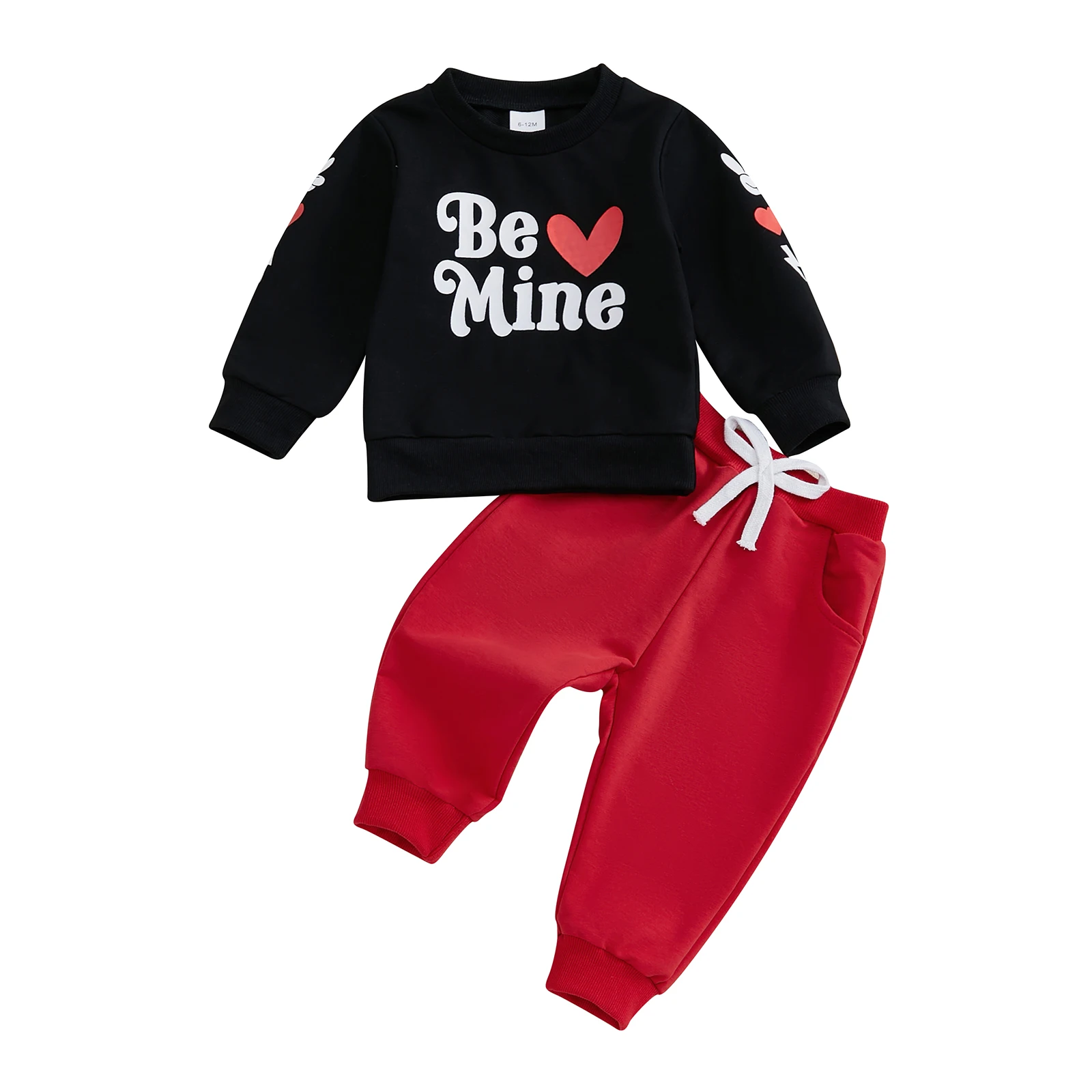 2024 Winter Toddler Baby Girl Boy Fall Outfits Letter Print Long Sleeve Crew Neck Sweatshirt with Solid Long Pants 2Pcs Sets