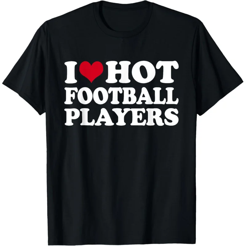 

Men's and Women's I Love Hot Football Players Simple Retro Heart T-shirt