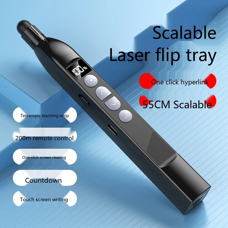 Wireless Presenter PPT Clicker Laser Pointer 38 Styles Digital Display Rechargeable for Teaching