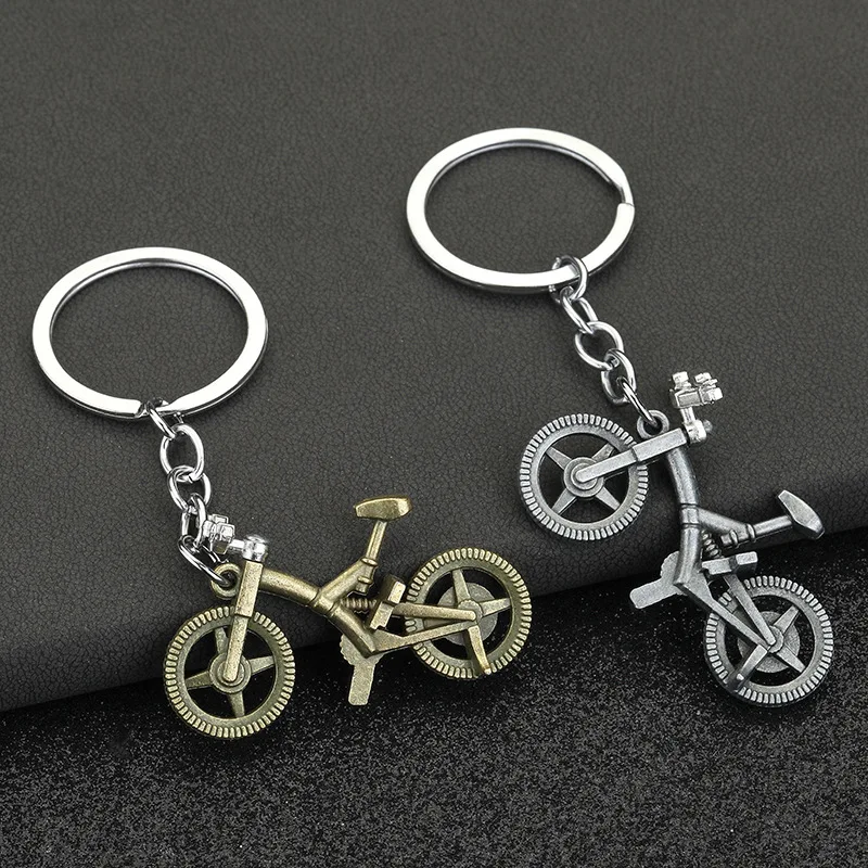 Creative bicycle shaped keychain, portable metal fashion pendant, jewelry, keyring suitable for bicycle enthusiasts, men's gift