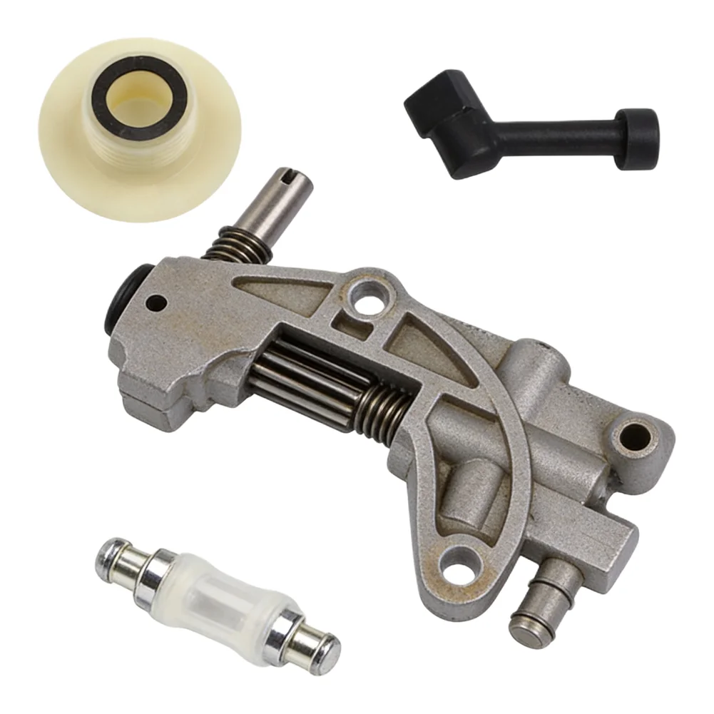 Oil Saw Pump Kit for For CHINESE Chainsaws 4500 5800 45CC 52CC 58CC ABS Metal Nylon Components Including Pump Cover and Filter