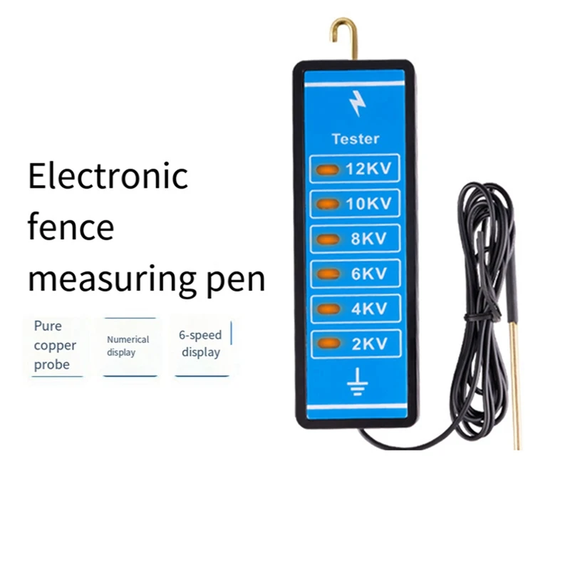 1 Piece 12KV Neon Fence Voltage Tester, Professional 2000 To 12000V 6 Neon Indicator Lights Blue & Black Plastic For Farms