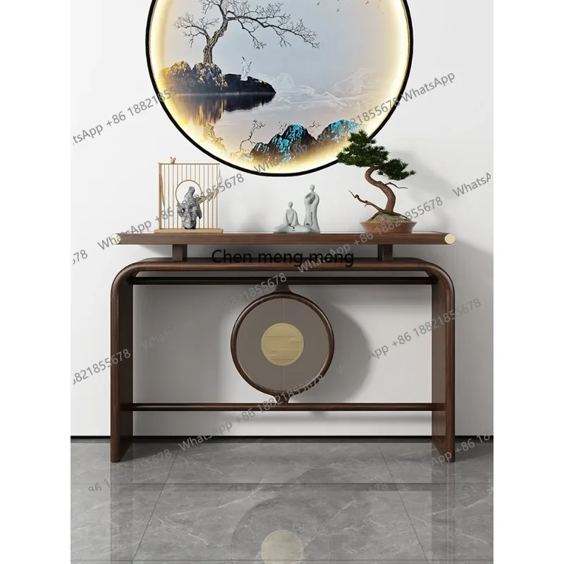 X  Zhongtang strip case enters the house against the wall, living room table case, light luxury solid wood entrance cabinet