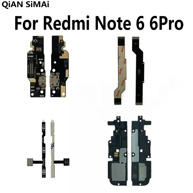 Main Board Motherboard Power Volume Flex Cable For Xiaomi Redmi Note 6 Pro Loud Speaker Ear Earpiece Micro usb charging board