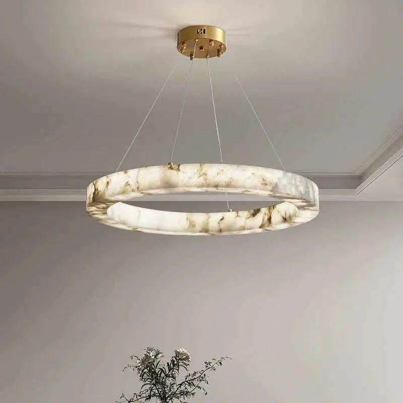 

Spanish Imitation Marble Main And Guest Hall Pendant Light Luxury Designer Villa Circular Atmospheric Lighting Fixture