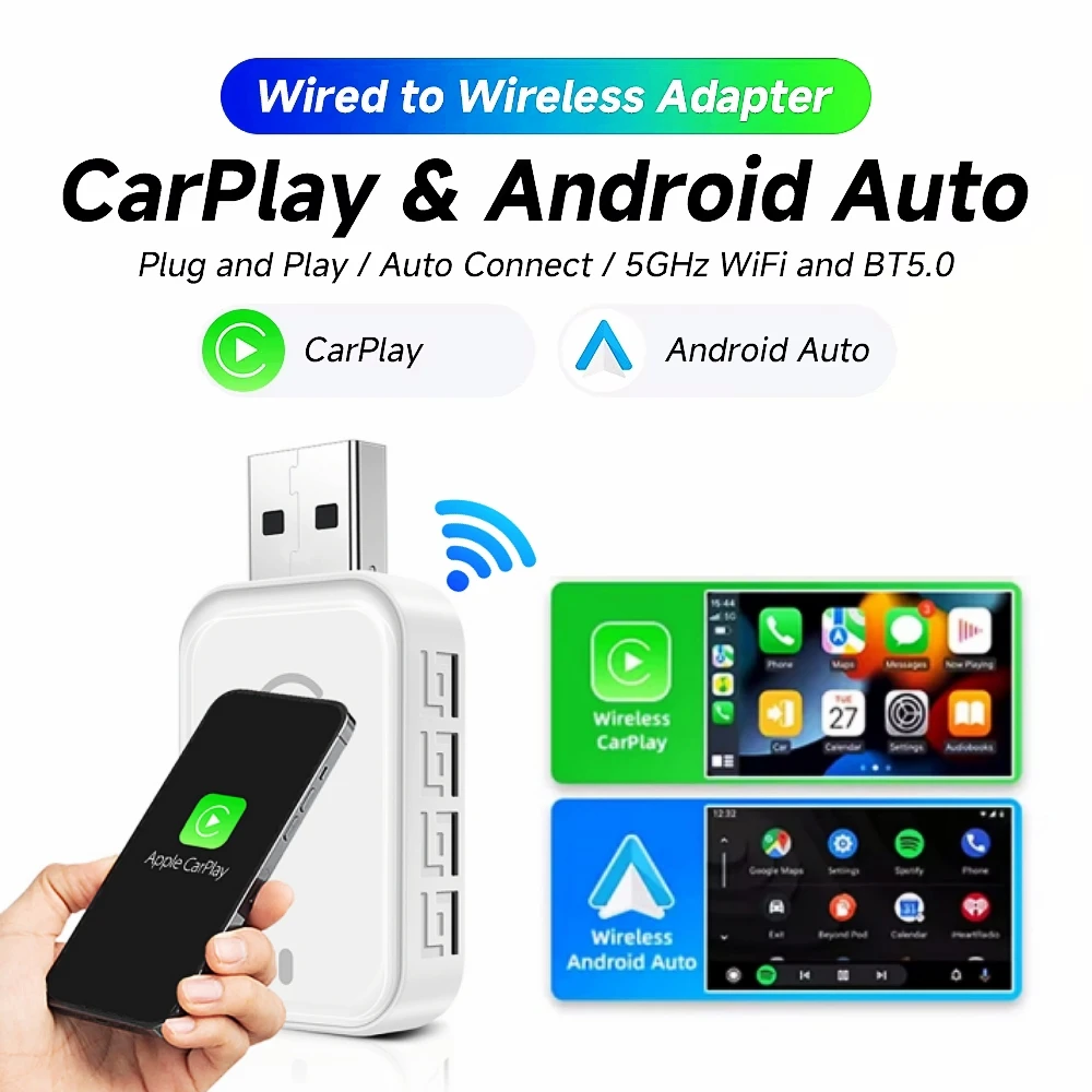 

2в1 беспроводной CarPlay Dongle беспроводной Android Auto адаптер AI Smart Box для автомобиля с проводными автомобильными интеллектуальными системами CarPlay