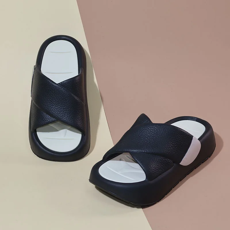 

Женские тапочки с перекрестными ремешками на толстой подошве из ЭВА, с эффектом ходьбы по облакам, для дома, модные, в стиле интернет-знаменитостей, крутые