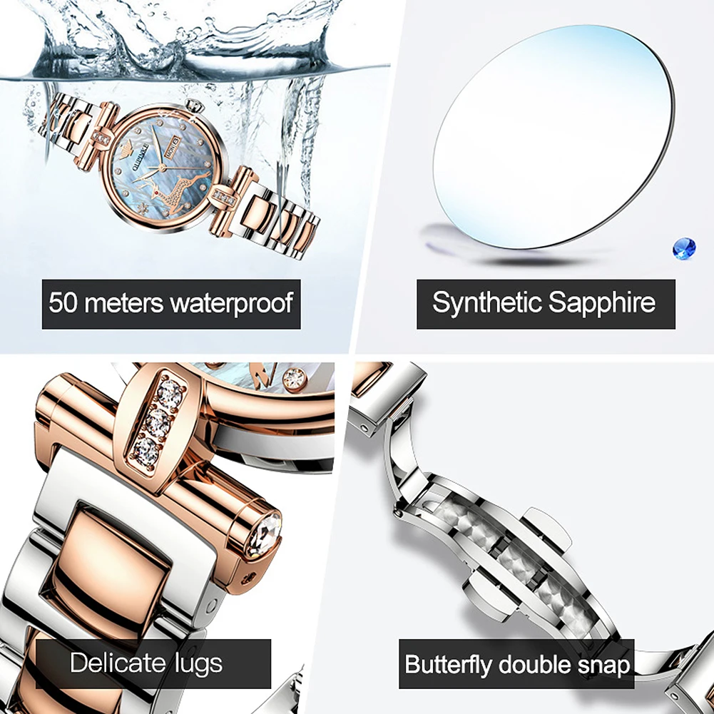 OUPINKE 3180 Women Watches Imported Quartz Movement Ceramic Strap Waterproof Luminous Ladies' Watches Set