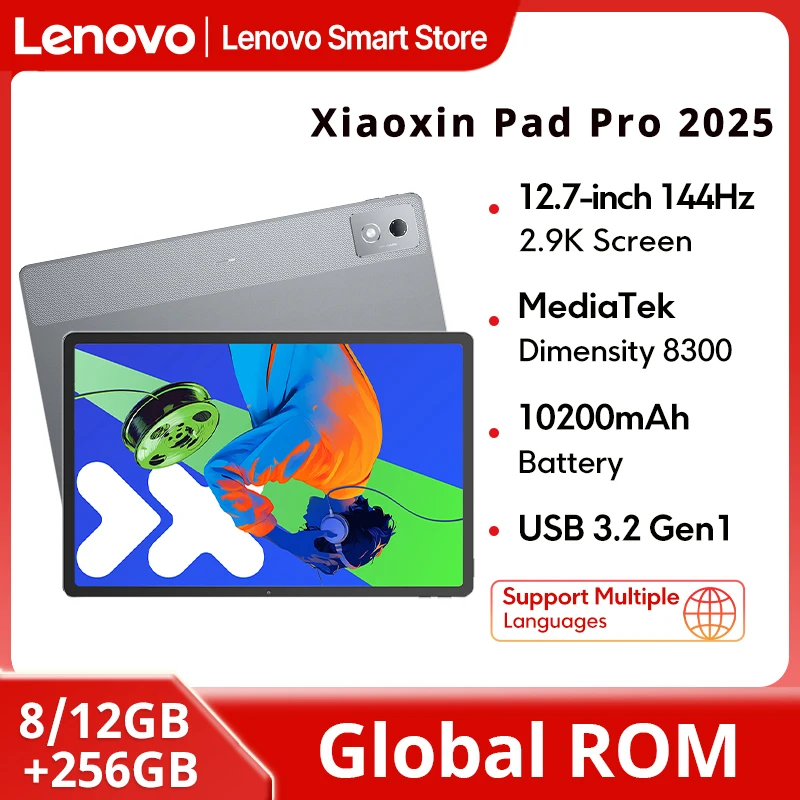 Оригинальный планшет Lenovo Xiaoxin Pad Pro 2025 12,7 дюйма, глобальный ПЗУ, размер 8300, 2,9 К, 144 Гц, дисплей, 10200 мАч, Android 14 Pad PC
