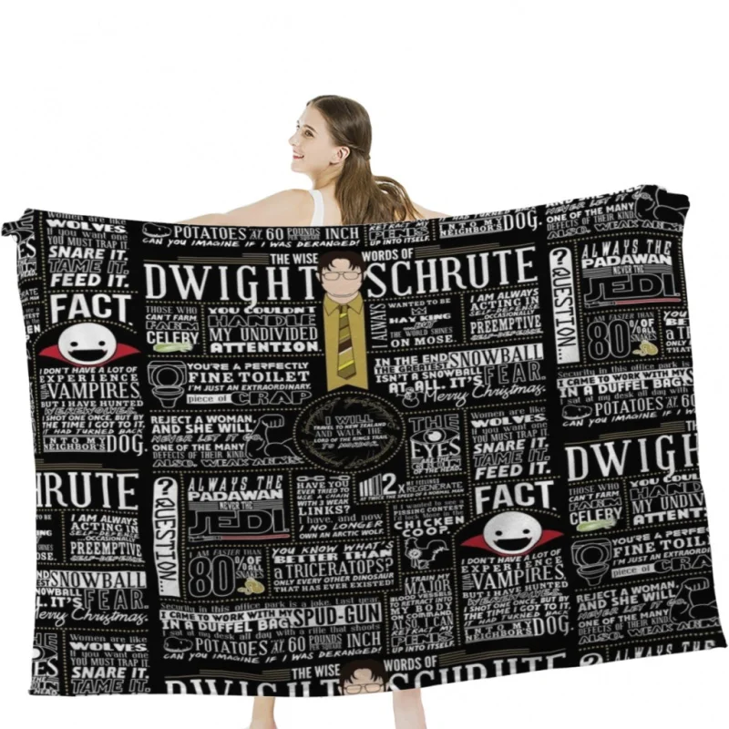 The Wise Words of Dwight Schrute (Dark Tee) Throw Blankets Soft Velvet Blanket Camping Bedding Blanket Cold Cinema or Travel