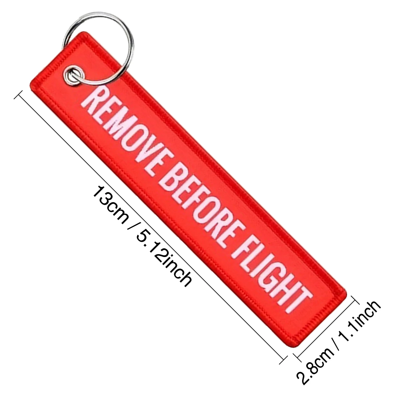 40Pcs Embroidery REMOVE BEFORE FLIGHT Rectangle Keychain Motorcycle Key Chain Accessories Souvenir Wholesale