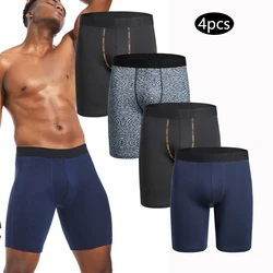 4pcs long Men's underpants Sports Leggings Boxer shorts mens polyester underwear man Quick-drying boxer for men Bottom Shorts