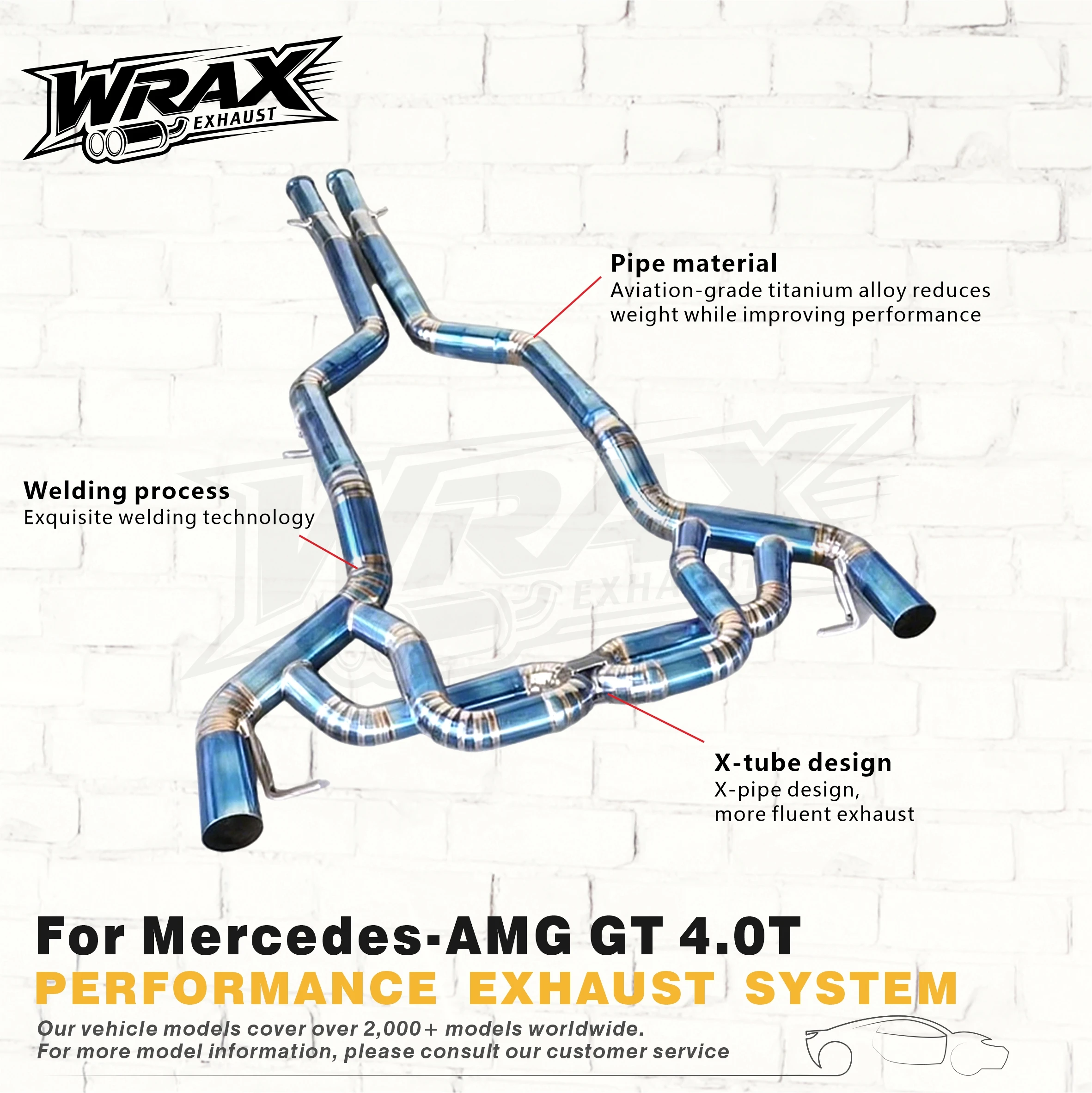 

WRAX for Mercedes-AMG GT Exhaust 4.0T 2015+ Baked Blue Titanium Catback X-tube Straight Through Power Unlock