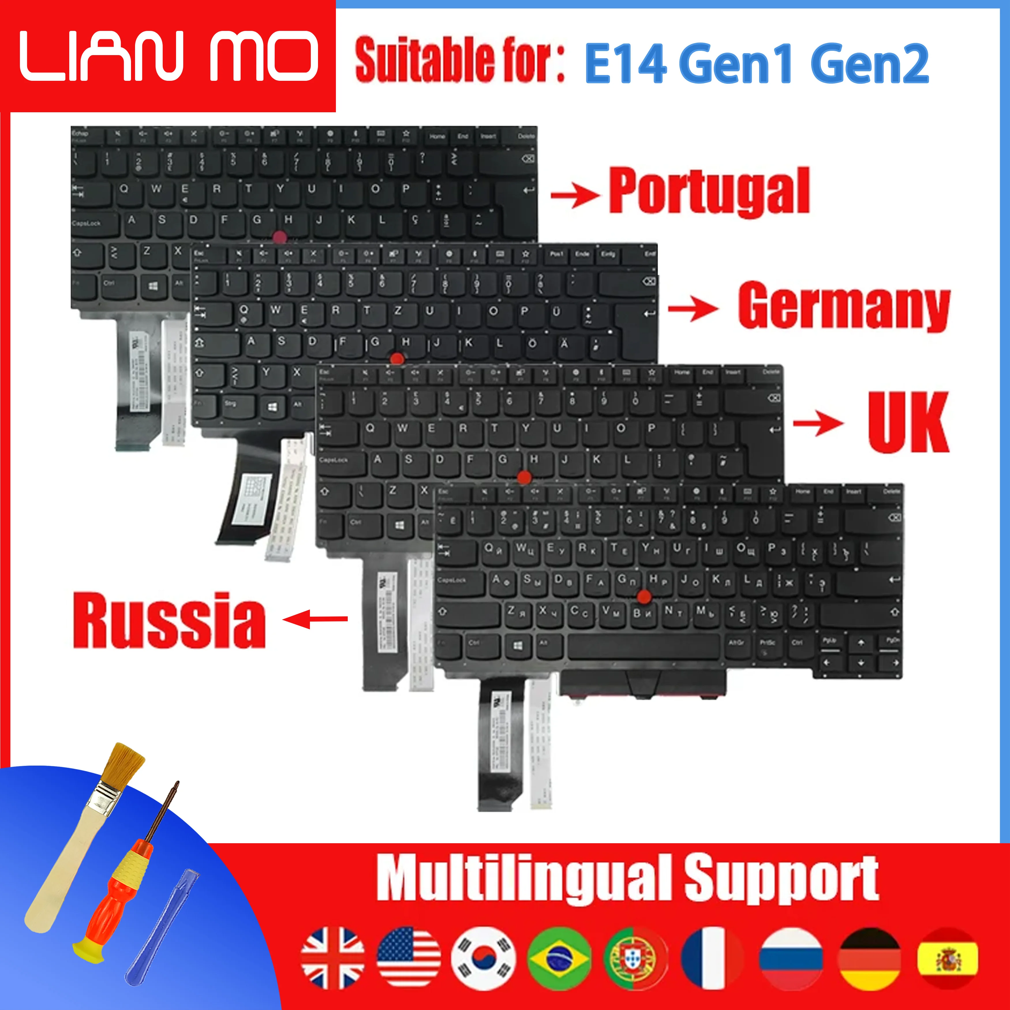 

Portugal Germany UK Russian Keyboard for Lenovo ThinkPad E14 Gen1 Gen2 01XY017 01XY066