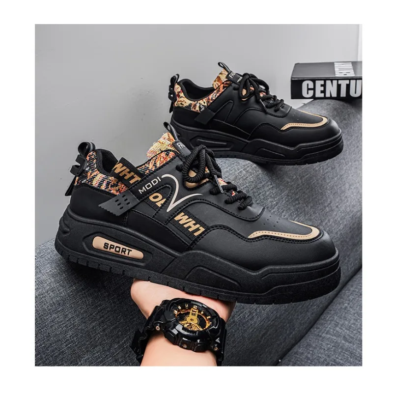 Men's PU Platform Sneakers 2026 New Breathable Thick Sole Casual Daily Streetwear Korean Style Multicolor Footwear