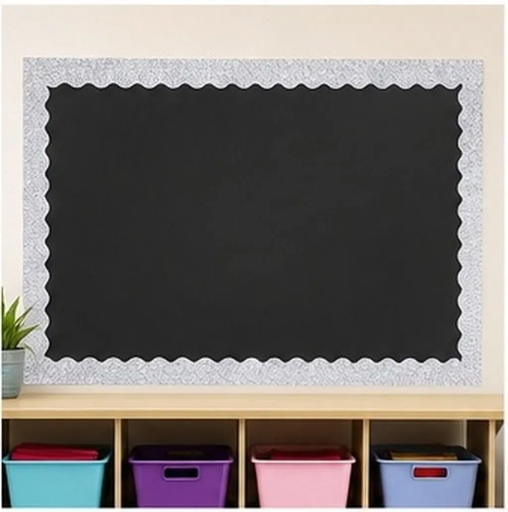 Stylish Glitter Blackboard Border Paper Replaceable Decorative Trim for Bulletin Boards Notice Boards Classroom Festive Decor