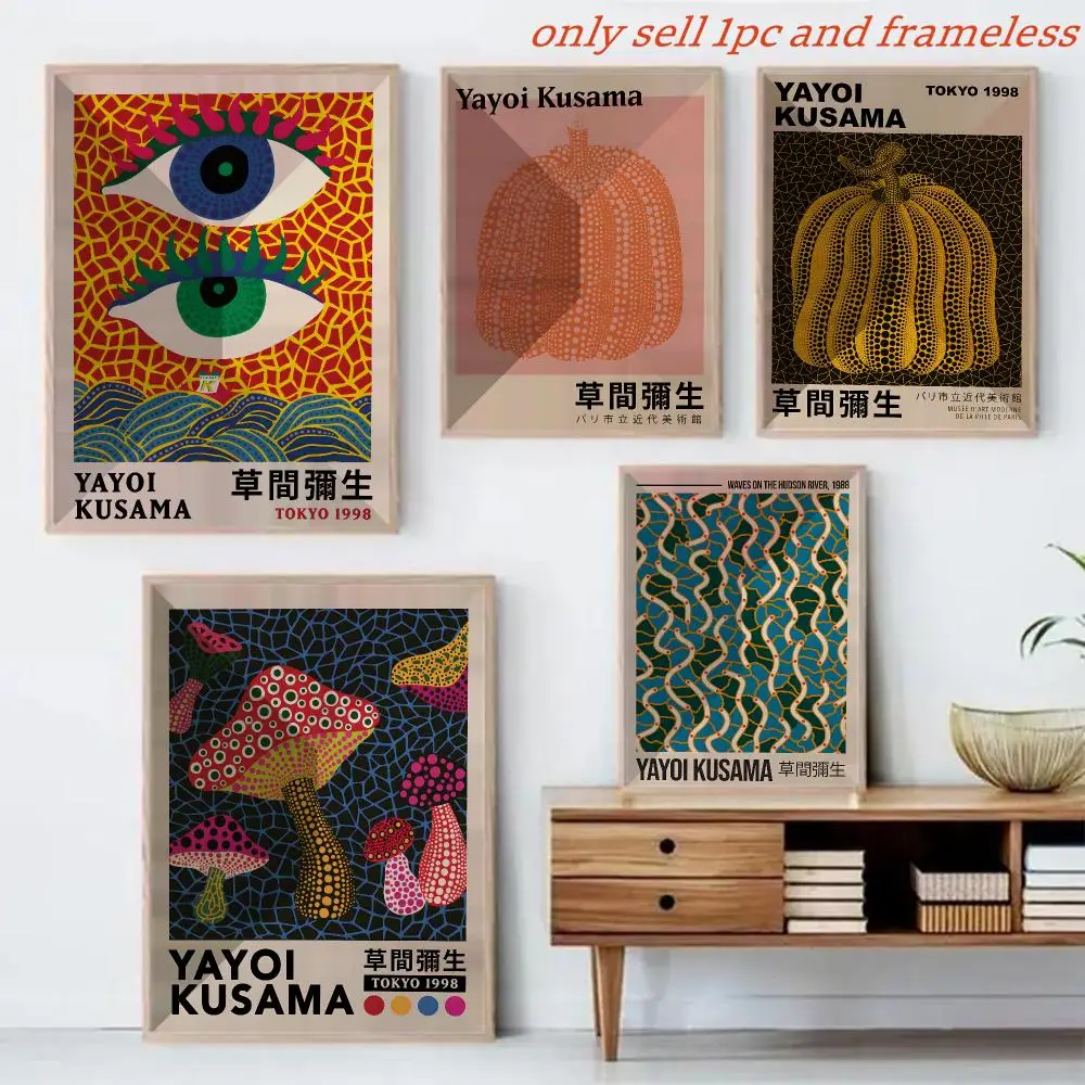 Japan K-Kusama Yayoi Art Painting Calligraphy Canvas Mural For Interior Walls Crease-Free Beautiful For Living Room Bedroom