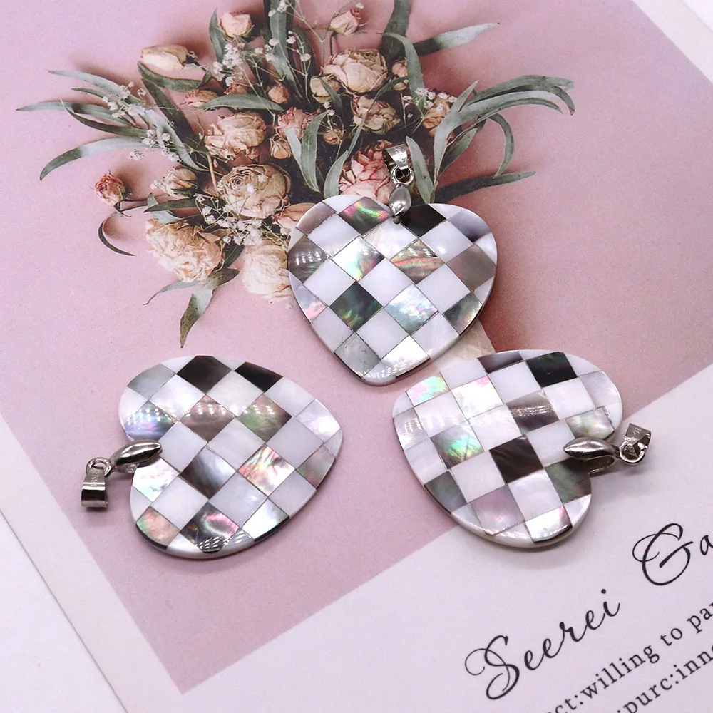 1 قطعة شكل قلب قذيفة الطبيعية تقسم قلادة واحدة من جانب المياه العذبة قذيفة سحر ل عقد دي اي واي صنع المجوهرات الملحقات #2