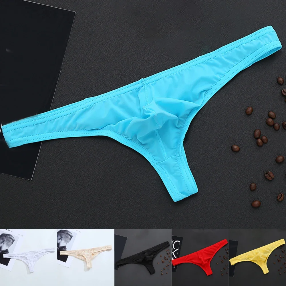 Hot Sale Men Thong Spandex Nylon Low Waist Gay Mens Thongs And G Strings Sexy Pouch Convex Bikini Gay Underwear