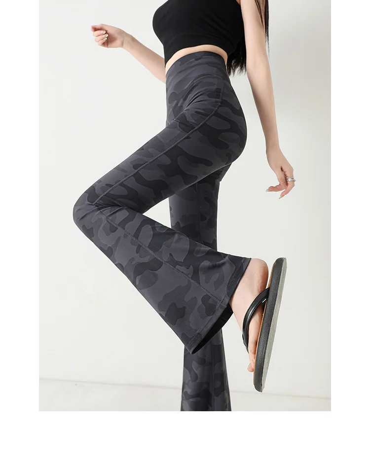 레깅스 복부 및 엉덩이 리프팅 요가 바지를 착용하는 여성용 하이 웨이스트 위장 상어 바지