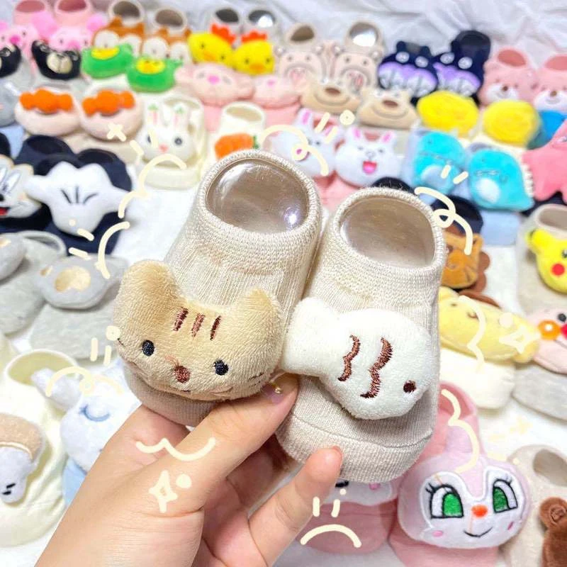 Baby Toddlers Home Floor Non-slip Dispensing Socks Cartoon Doll Cotton Socks for 0-3Y Girls Boys Kids Newborn Infant Clothes