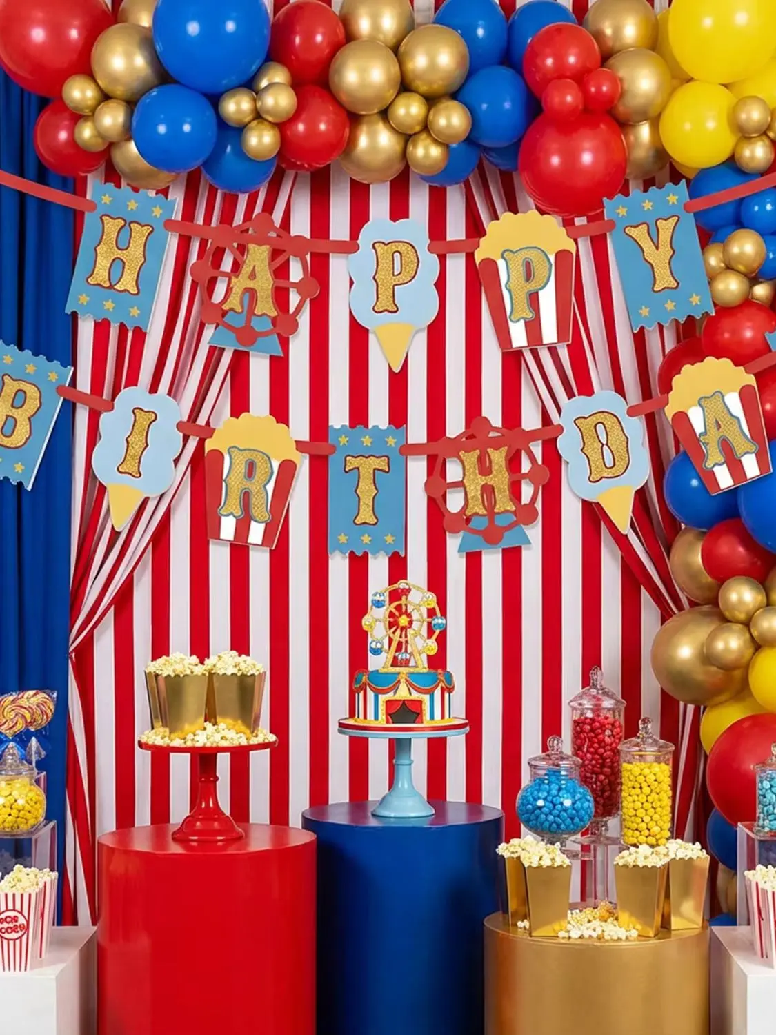 Zirkus-Karneval Geburtstagsparty-Dekorationen Clown-Thema Banner Hängende Wirbel Lustige Karnevalsparty-Zubehör für Kinder – Detail 2