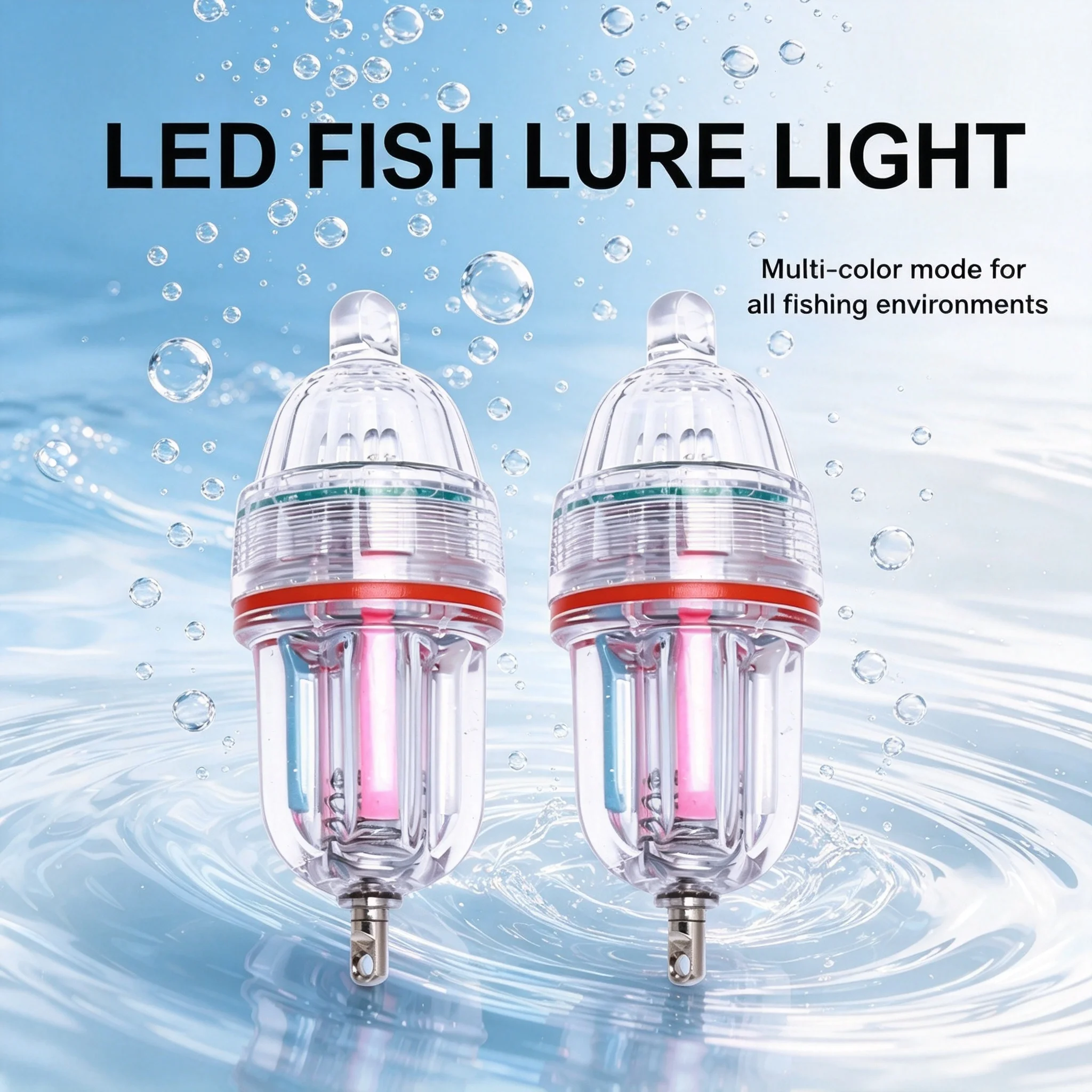 Underwater Fish Attractor LED Light, Green & White Color Submersible Fishing Bait Lamp, IP68 Waterproof Night Fishing Lure