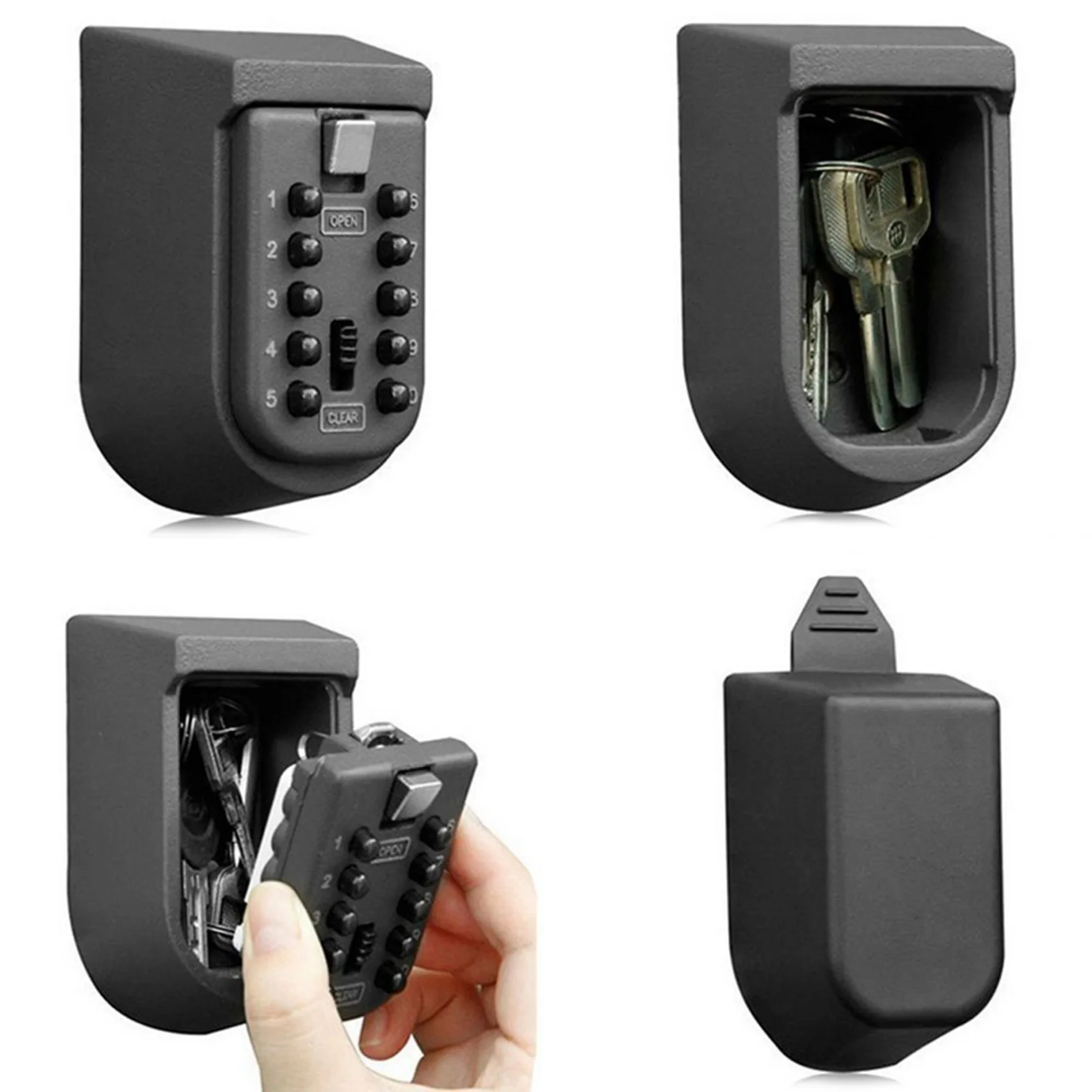 2X Key Lock Box For Outside Wall Mount, Key Storage Box, 10-Digits Combination Lockbox Button Key Box For Home