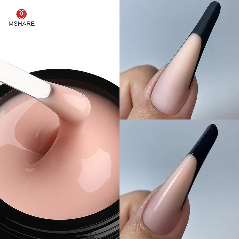 MSHARE 50g Nude Self Leveling Medium Gel Pink Gel Builder for Nails Extension Nail Building Construction Gel TPO Free