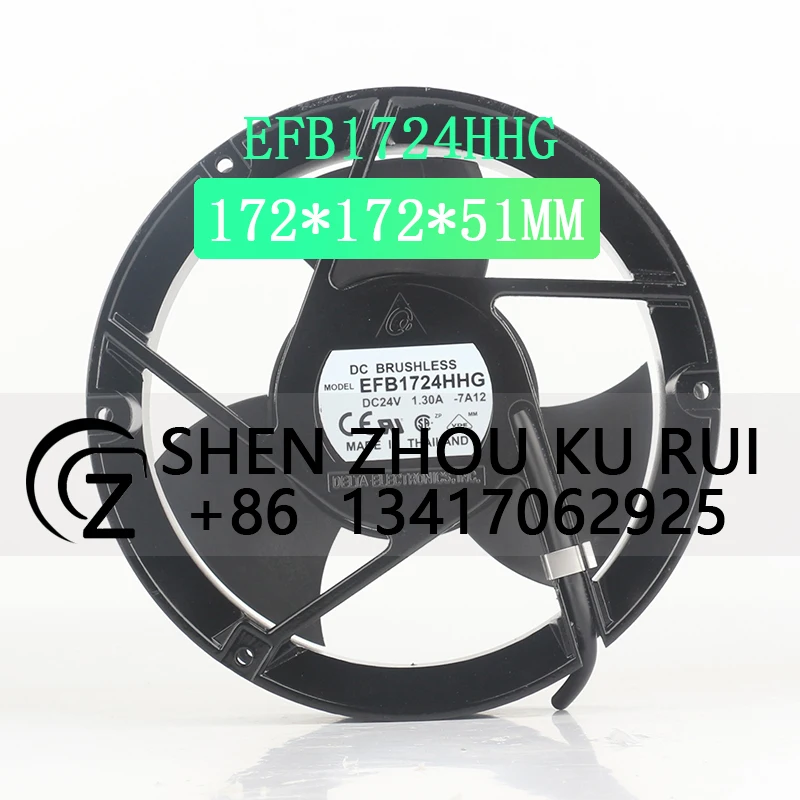 

Delta 5V 12V 48V DC 24V 1.30A AC EC 17251 inverter Whole circle 3-leaf large air volume EFB1724HHG cooling fan