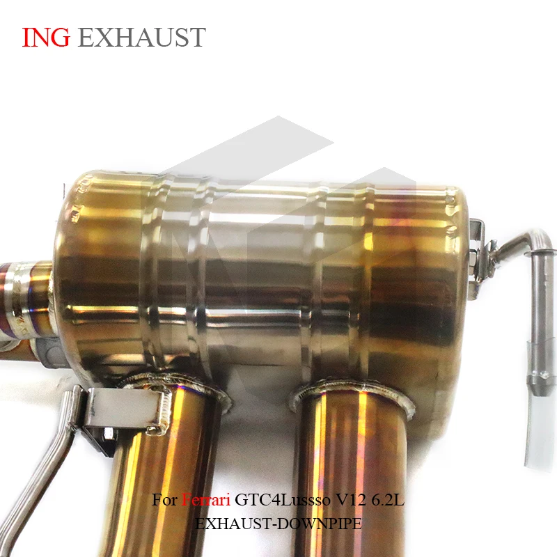 ING Titanium Alloy gold Catback for Ferrari GTC4 LUSSO V8 3.9T Vacuum Valve Muffler Car Accessories  Exhaust System